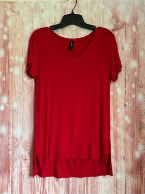 Ambrielle Sleepwear Red Stretch Short Sleeve Pajama Lounge Shirt Size S